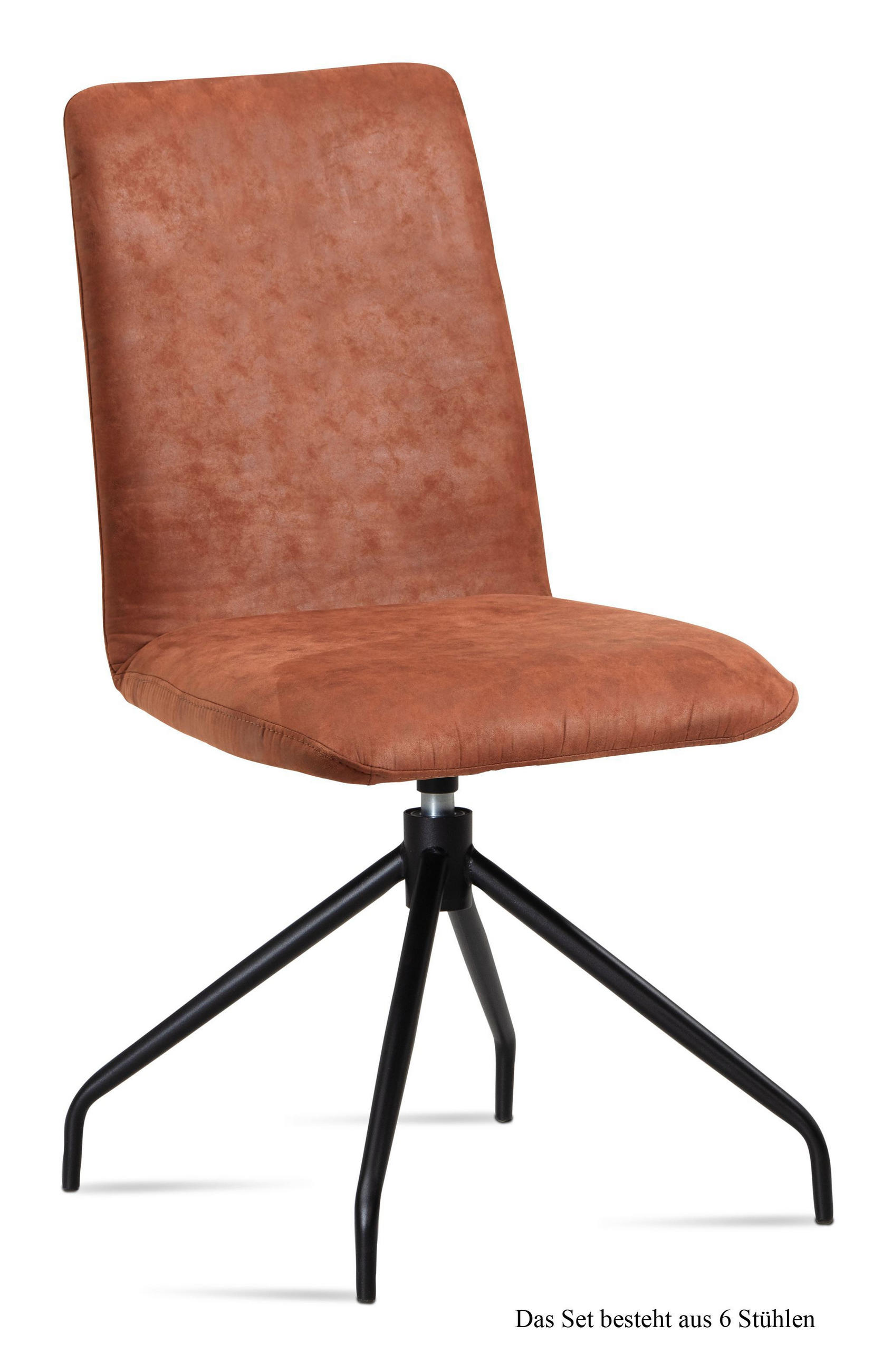 ESSZIMMERSTUHL drehbar (6er-Set) Divona 47x92x60 Schwarz/Cognac - Cognac/Schwarz, Kunststoff (60/92/47cm) - 58aufmkessel