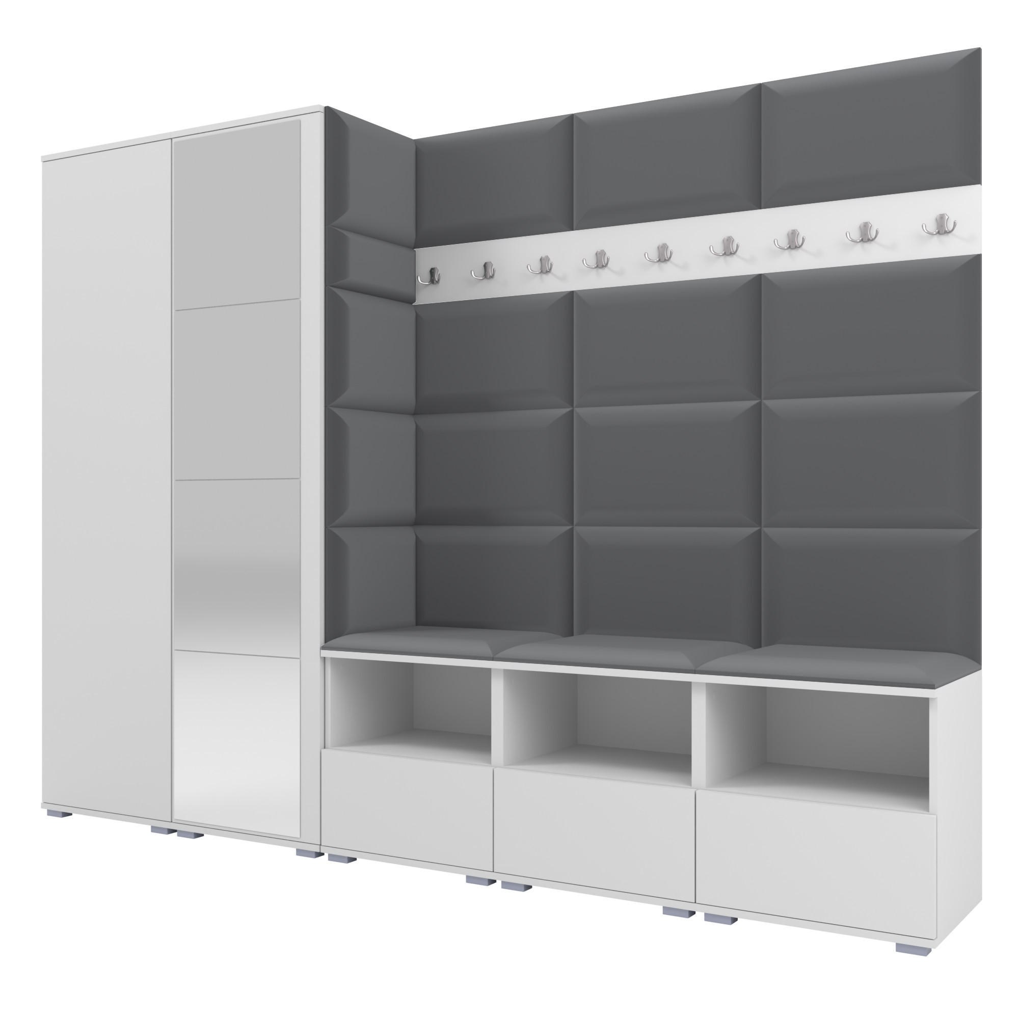 Ravio Garderobe Weiß, Dunkelgrau 250x187x40 cm