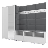 GARDEROBE NELA VII 250 cm (Modulare Flurmöbel XL Weiß mit Spiegel & Sitzpolster Dunkelgrau 15 Universell) - Dunkelgrau/Silberfarben, Holz/Holzwerkstoff (250/187/40cm) - Ravio