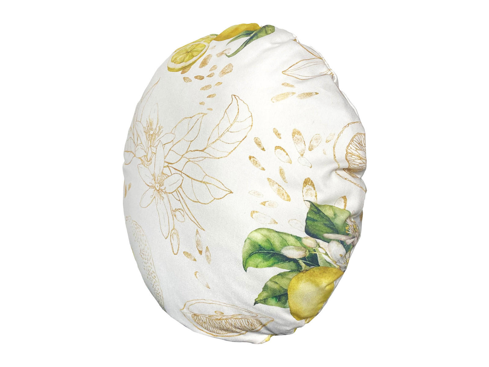 KISSENHÜLLE Rund Italy Collection Zitronen 40 cm Ø - Ecru/Gelb, Textil (40/40cm) - beties Heimtextil
