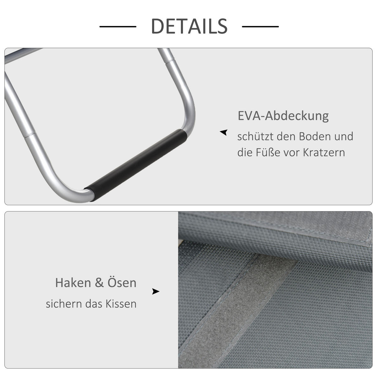 GARTENLIEGE - Grau, Textil/Metall (60/65/160cm) - Outsunny
