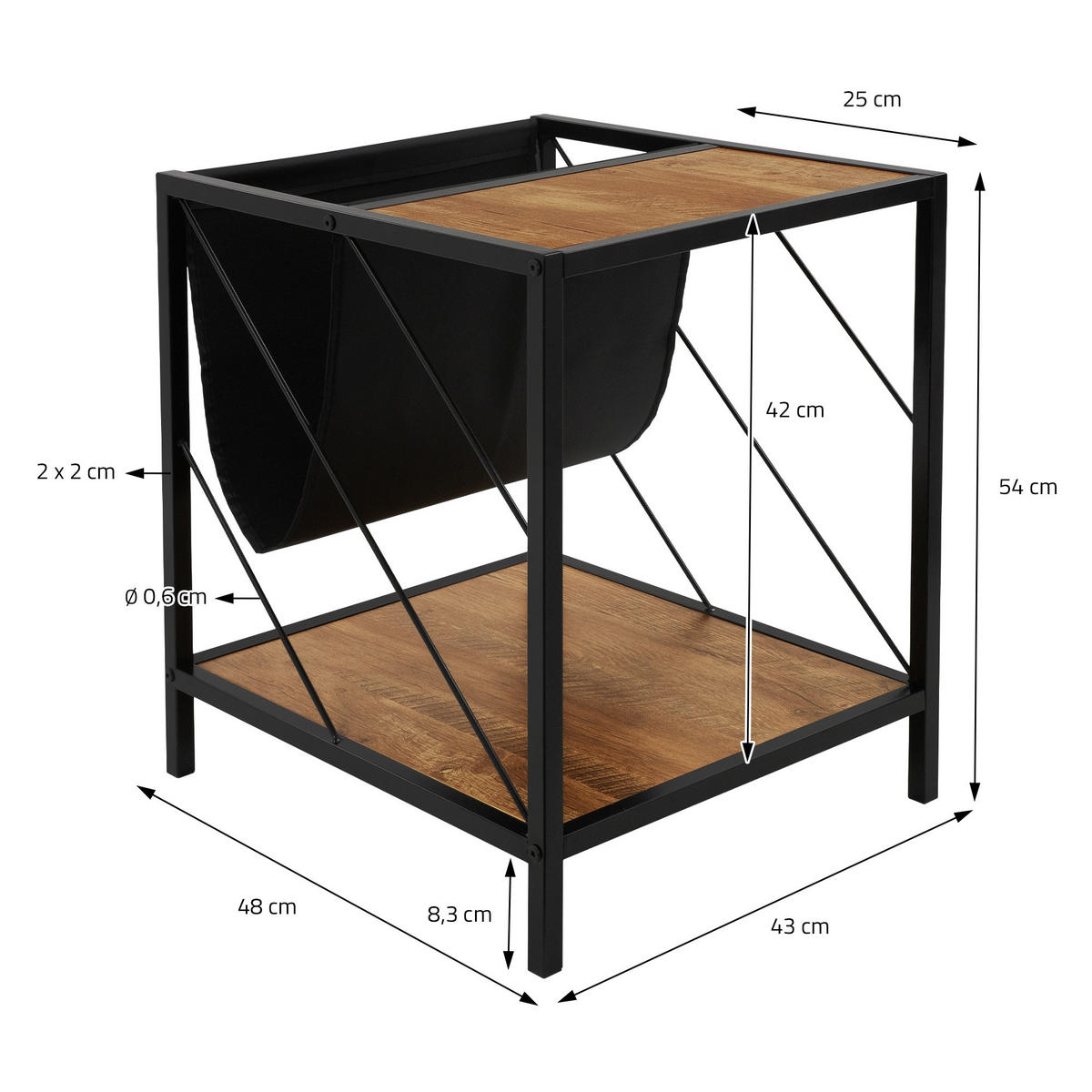 BEISTELLTISCH - Braun, Metall (43/48/54cm) - ML-DESIGN