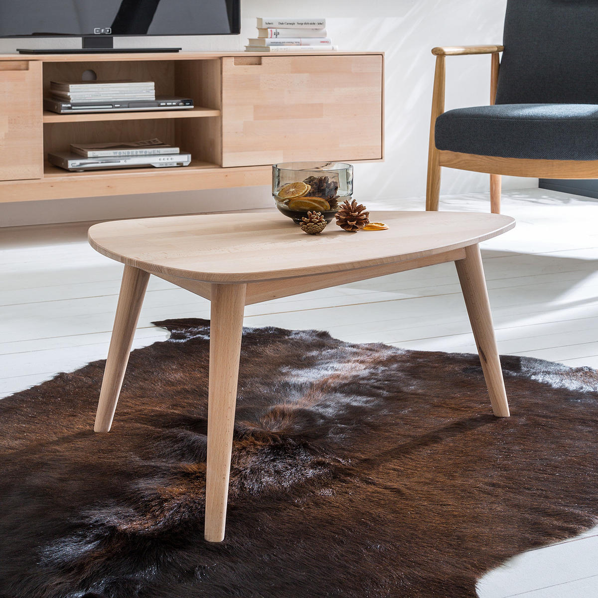 COUCHTISCH - Massivholz - Buchefarben, Holz (50/70/36cm) - home24