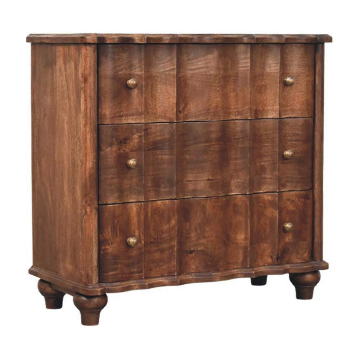 KOMMODE Camille, 3 Schubladen, Dunkelbraun - Dunkelbraun/Messingfarben, Holz/Metall (85/83/40cm) - Artisan Furniture