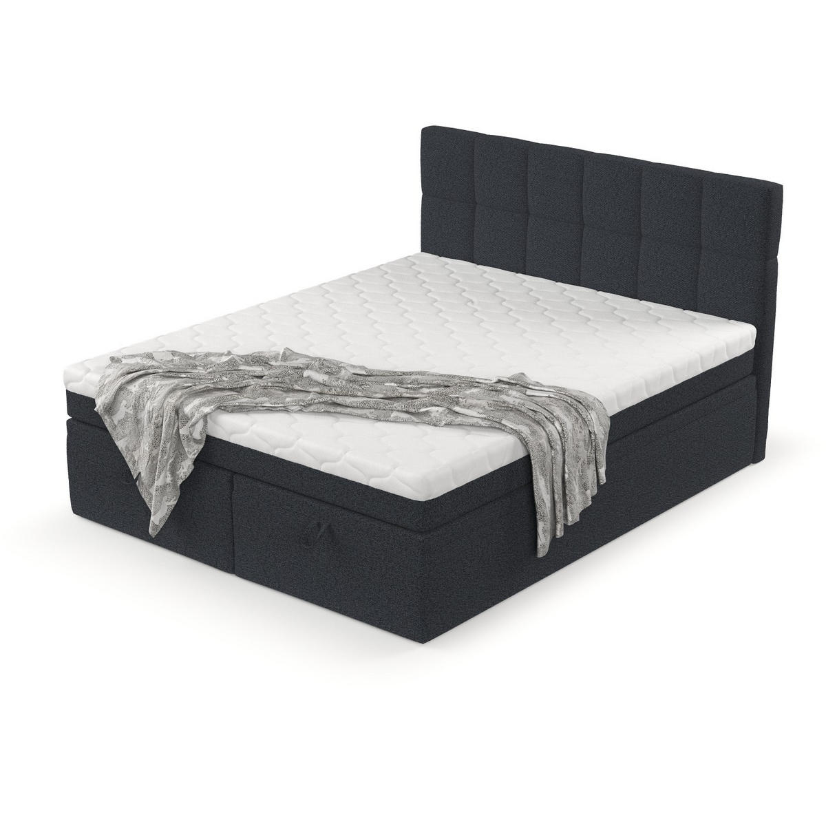 BOXBETT Elano 140/200 cm Anthrazit im Riva Stoff - Anthrazit/Schwarz, Holz/Holzwerkstoff (140/200cm) - AltaBeds