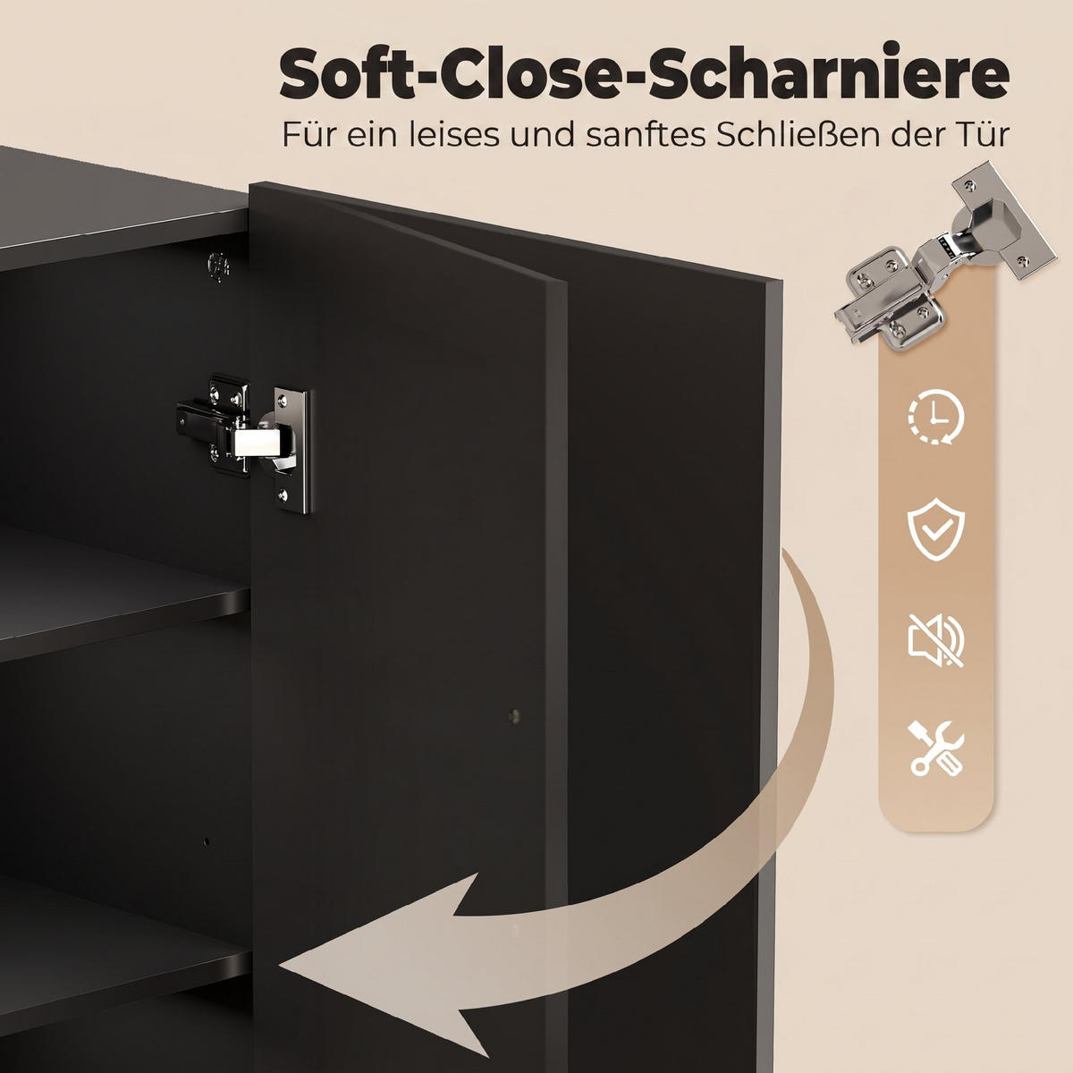 SCHUHSCHRANK Schwarz 34.0/72.0/103.0 cm - Schwarz, Holzwerkstoff (72/103/34cm)