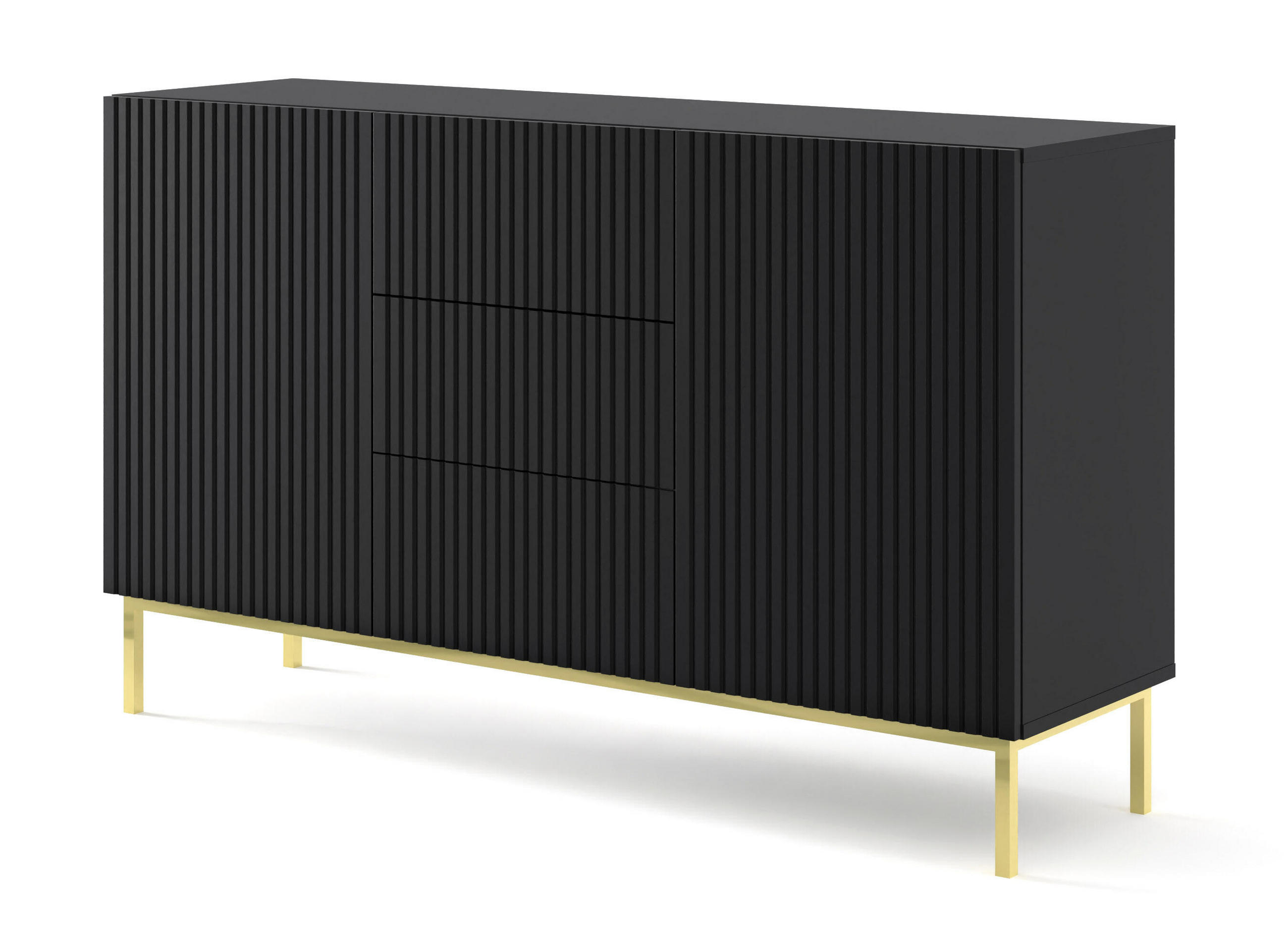 Furnlux Sideboard Schwarz, Gold 150x89x42 cm