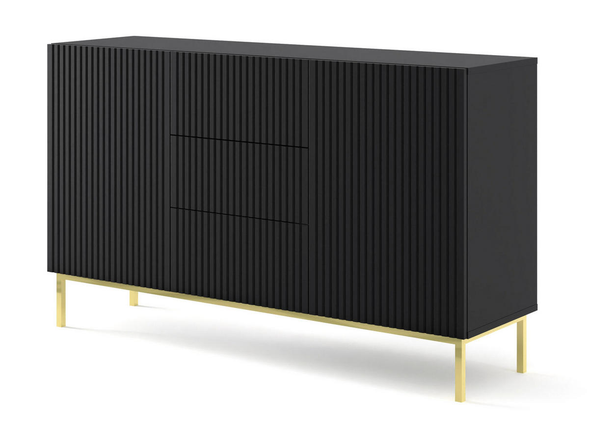 SIDEBOARD SCHWARZ - Goldfarben/Schwarz, Holzwerkstoff (150/89/42cm) - FURNLUX