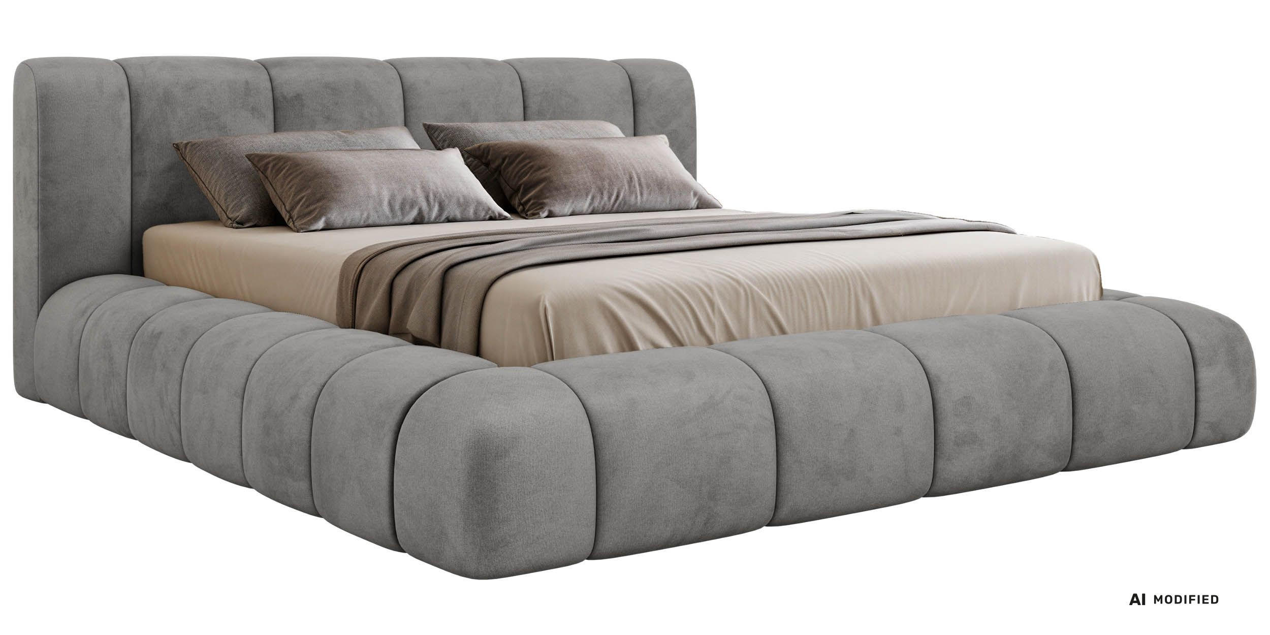 ČALÚNENÁ POSTEĽ NUBEA CLASSIC 180/200 - Svetlosivá Zamat - Matrac Pocket - svetlosivá, textil (180/200cm) - MKS
