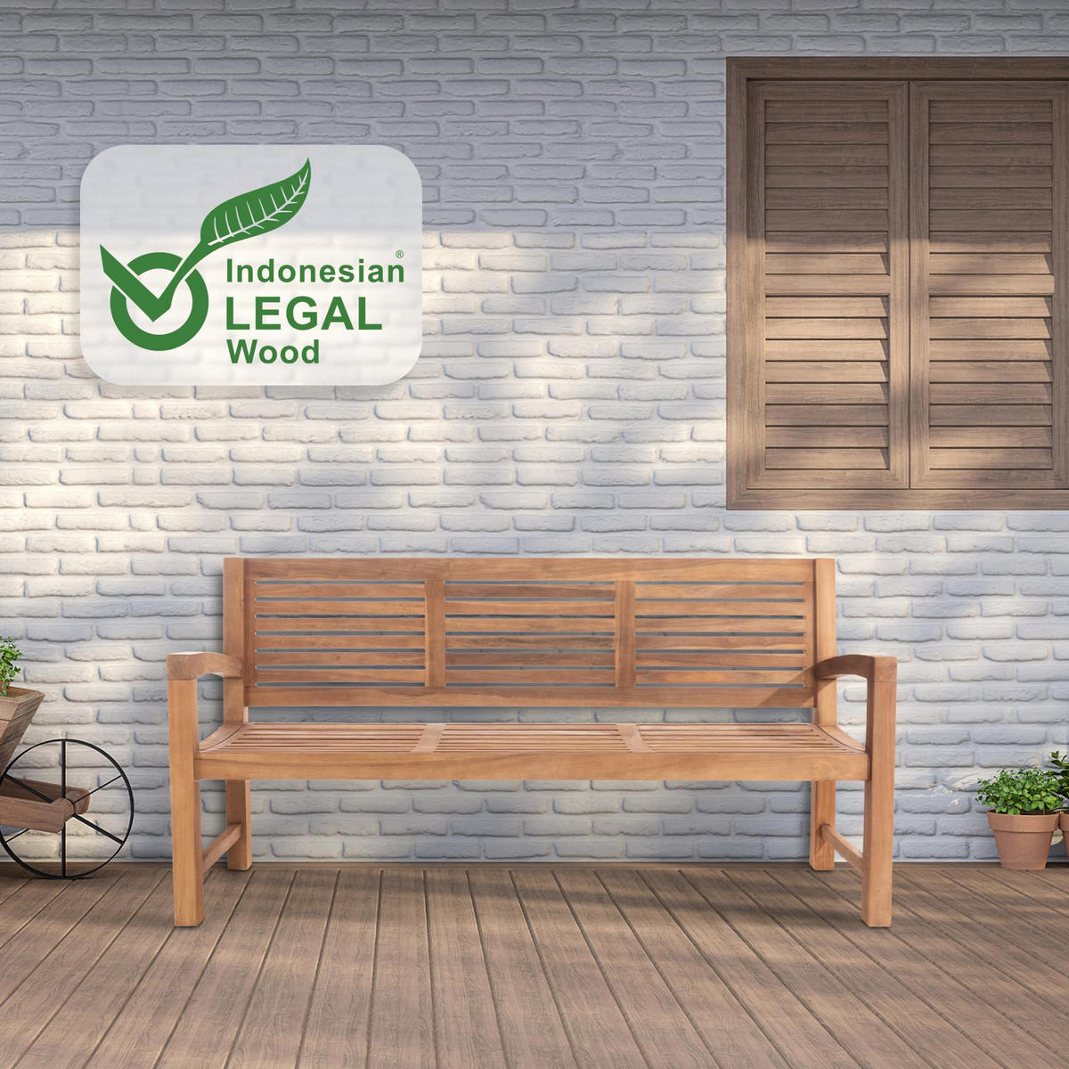 GARTENBANK 180/59 cm Holz Teak - Teakfarben, Holz (180/92/59cm) - CLP