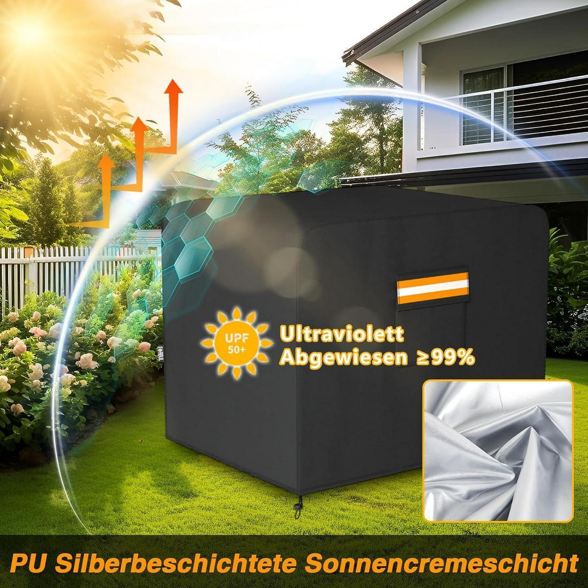 GENERATORABDECKUNG 66 x 51 x 51 cm Wasserdicht mit Aufbewahrungstasche - Schwarz, Textil (51/51/66cm)