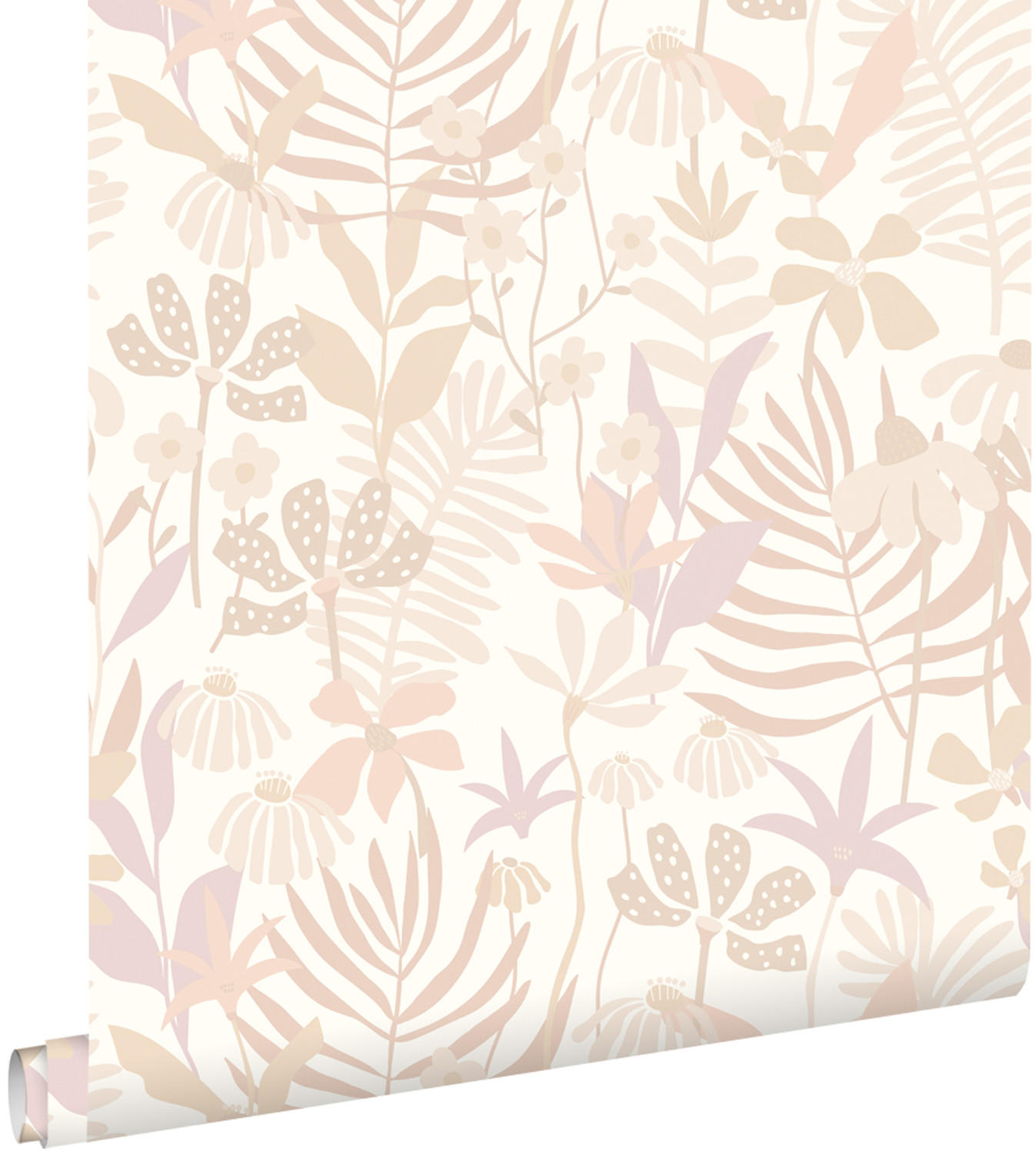 TAPETE tropische Blätter und Blüten 50 x 900 cm - Beige, Papier (50/900cm) - ESTAhome
