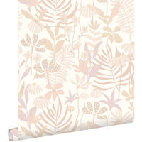 TAPETE tropische Blätter und Blüten 50 x 900 cm - Beige, Papier (50/900cm) - ESTAhome