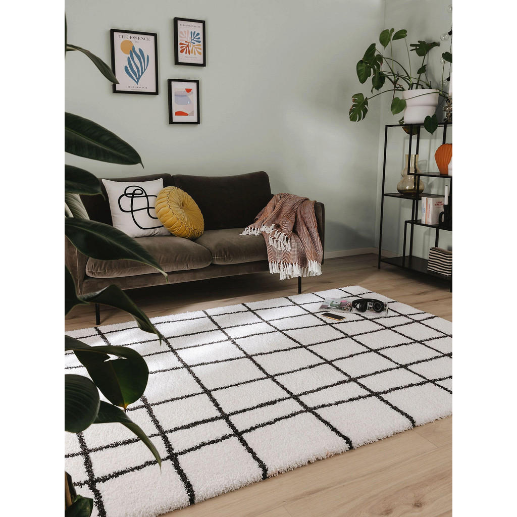 Thumbnail - benuta Pop Hochflorteppich, Schwarz, Textil, Abstrakt, Rechteckig, 140x200 cm, Oeko-Tex® Standard 100, wasserabweisend, ...