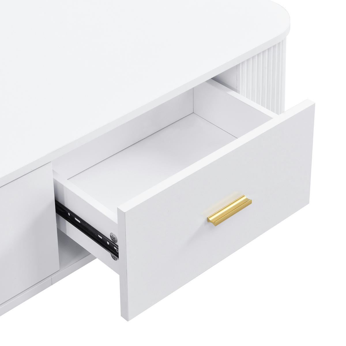 COUCHTISCH DE-035 WaveLine Weiß/Gold - Weiß, Holzwerkstoff (51/105/38cm) - ComfortXL