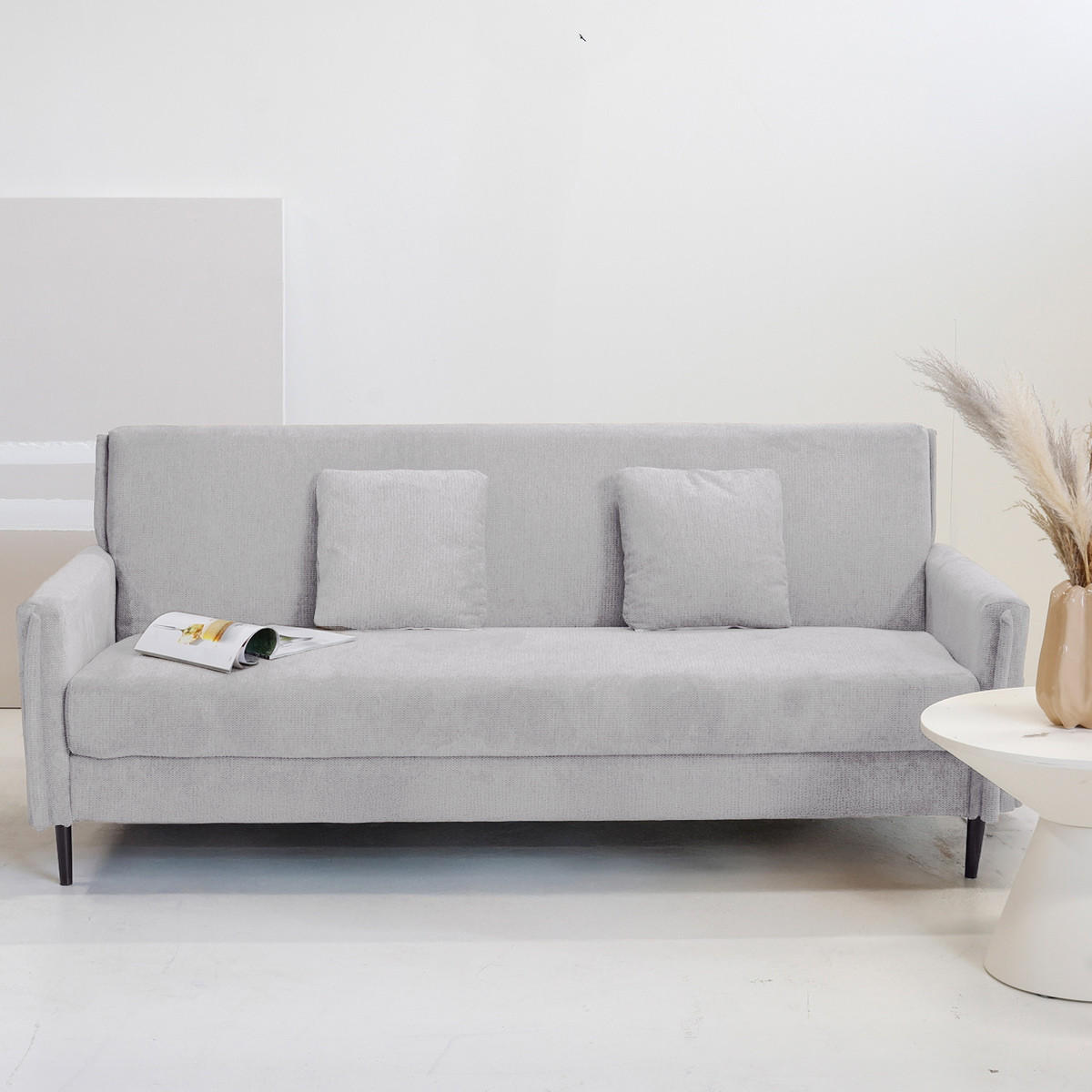 SCHLAFSOFA 3-Sitzer mit Stauraum aus Stoff, Beige - Beige, Textil (85/87/200cm) - Giga Meubel