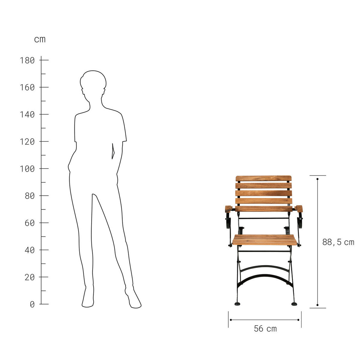 GARTENSTUHL (2er Set) Parklife - Schwarz, Holz (53/88/57cm) - Butlers