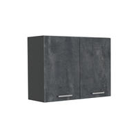 KÜCHENGLASSCHRANK R-Line, Schwarz Beton/Anthrazit, 80 cm - Anthrazit/Schwarz, Holzwerkstoff (80/60/31cm) - Vicco