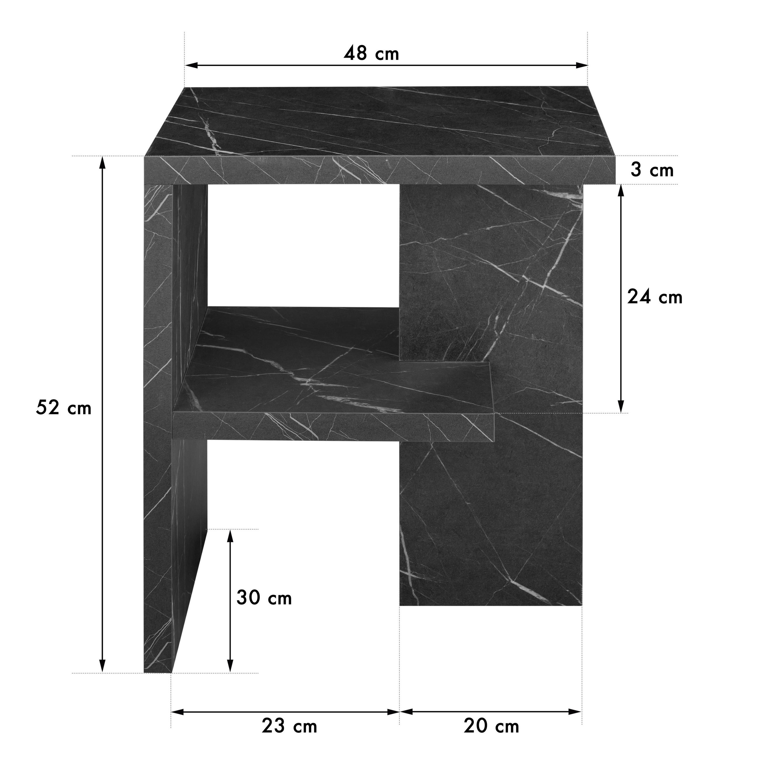 BEISTELLTISCH mit schwarzem Marmoreffekt DANTE - Schwarz, Holzwerkstoff (48/30/52cm) - RNT By Really Nice Things