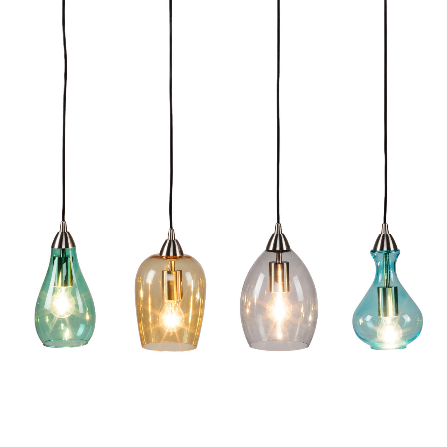 PENDELLEUCHTE Glas / Eisen, 4-flammig - Multicolor, Glas (15/80/150cm) - home24