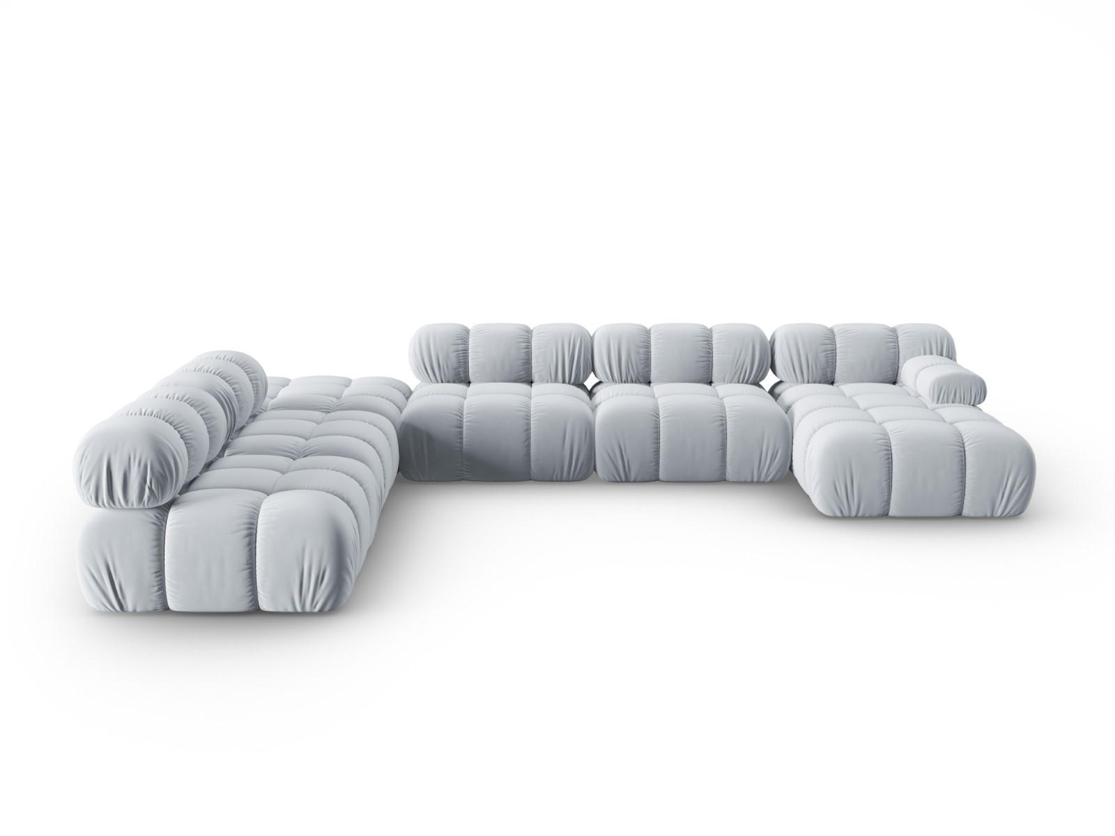 MODULARES-PANORAMASOFA links Bellis aus Samt hellblau 7 Sitzplätze - Hellblau, Textil (282/63/379cm) - Micadoni
