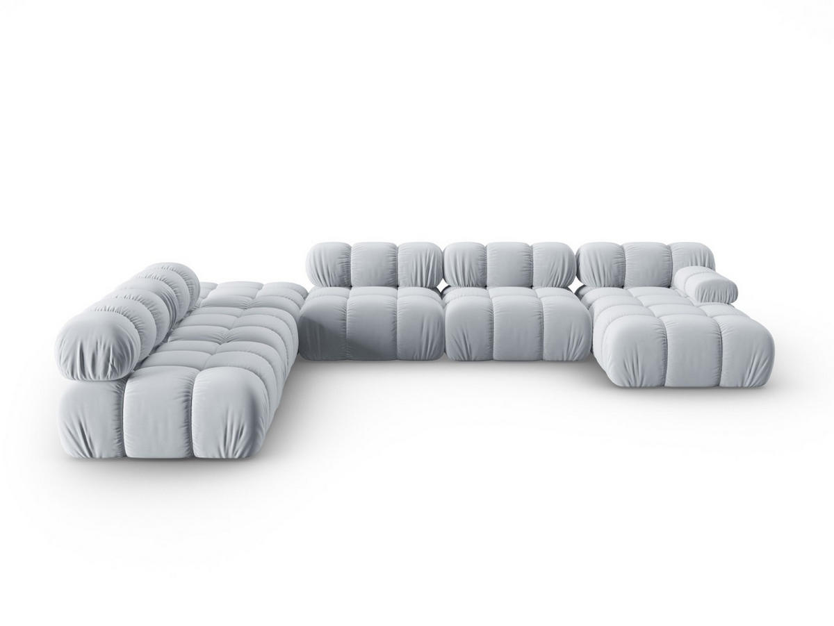 MODULARES-PANORAMASOFA links Bellis aus Samt hellblau 7 Sitzplätze - Hellblau, Textil (282/63/379cm) - Micadoni