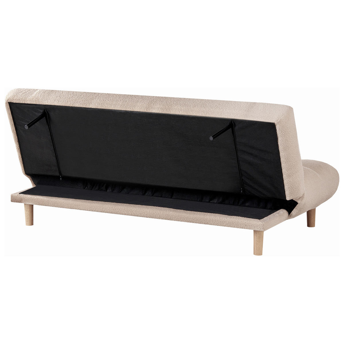SCHLAFSOFA 2-Sitzer Bouclé Beige Risor - Beige/Braun, Textil (190/83/90cm) - Beliani