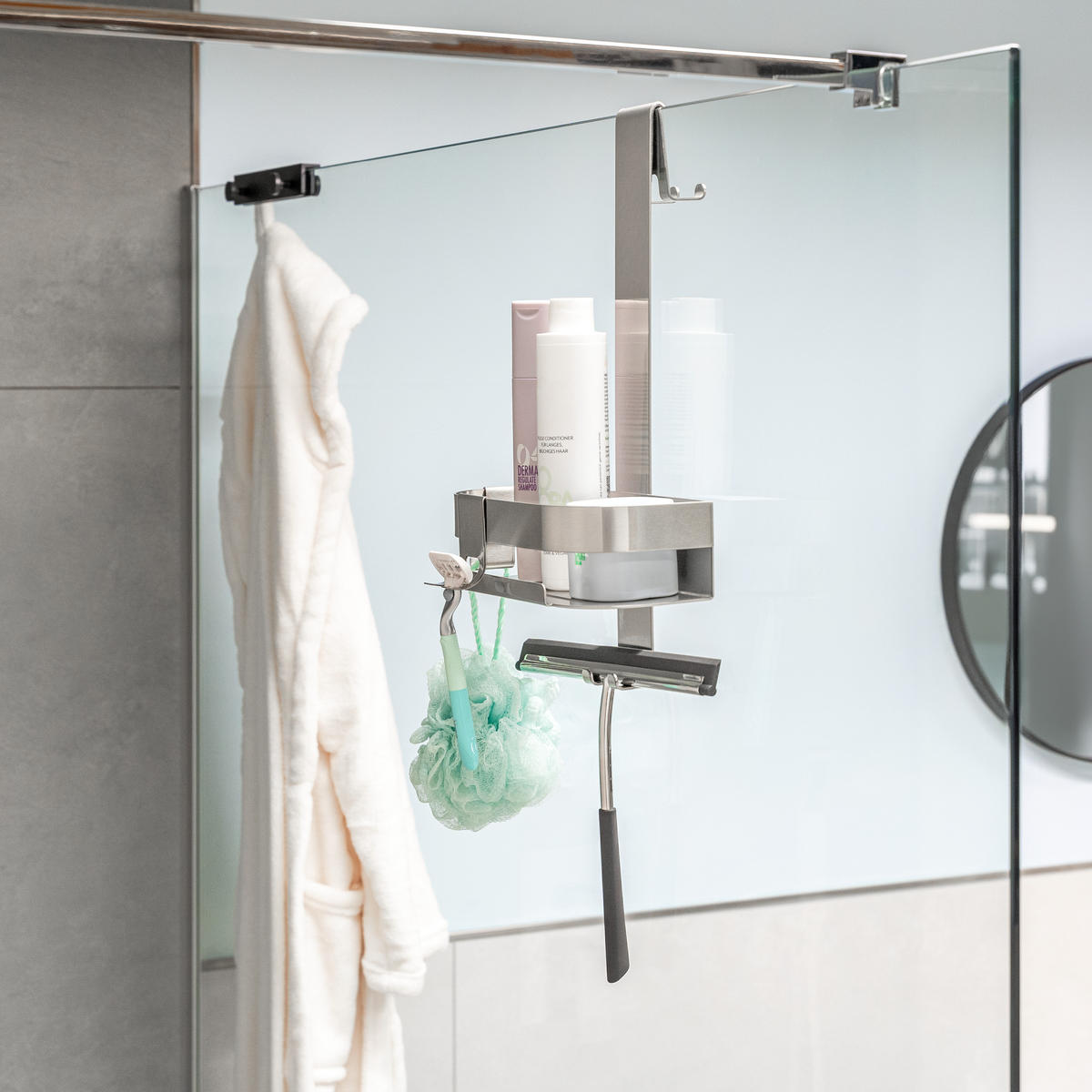 DUSCHABLAGE für Glasduschwand, Edelstahl - Edelstahlfarben, Metall (23/67.5/10.5cm) - eluno