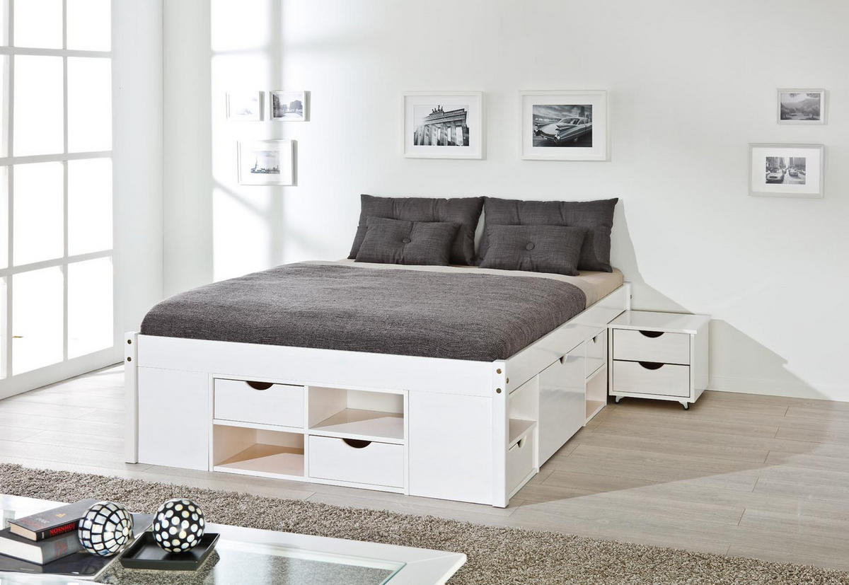 DOPPELBETT Till Weiß 180/200 cm - Weiß, Holz - ebuy24