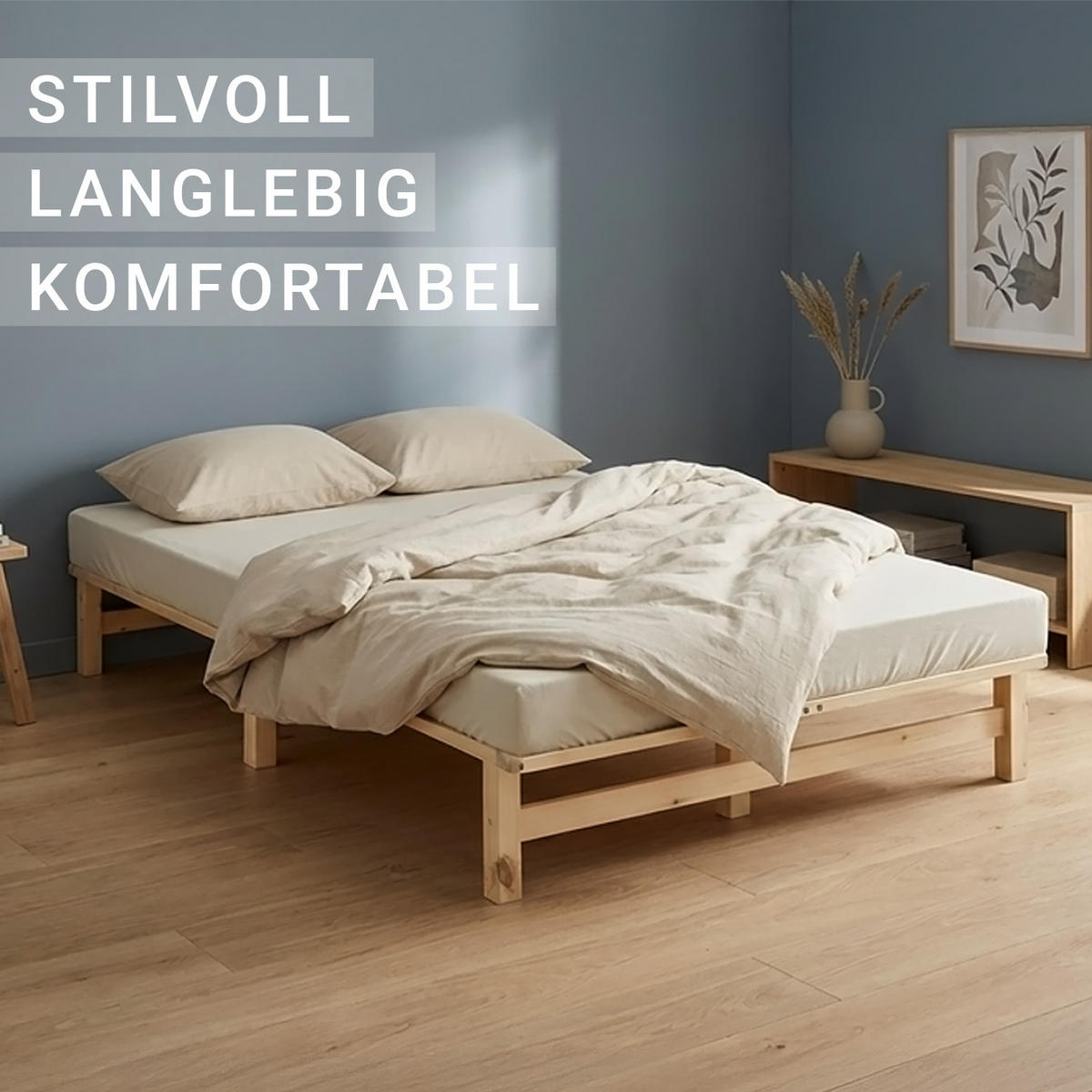 HOLZBETT mit Lattenrost 120/200 cm natur - Naturfarben, Holz (120/200cm) - Homestyle4u