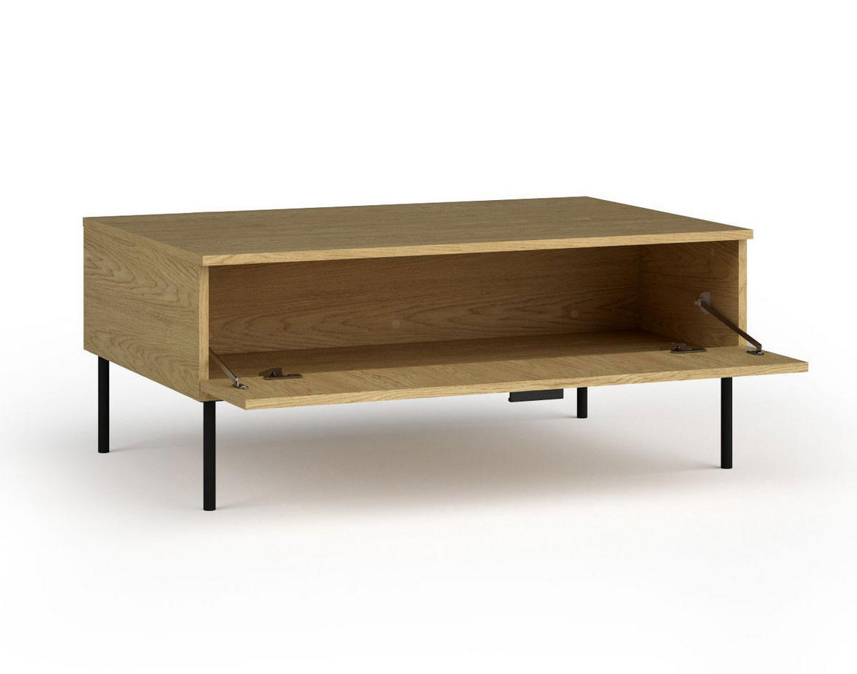 COUCHTISCH Mond Eiche Baltic 100 / 66 / 41cm - Eichefarben/Schwarz, Holz/Holzwerkstoff (66/100/41cm) - Feldmann-Wohnen