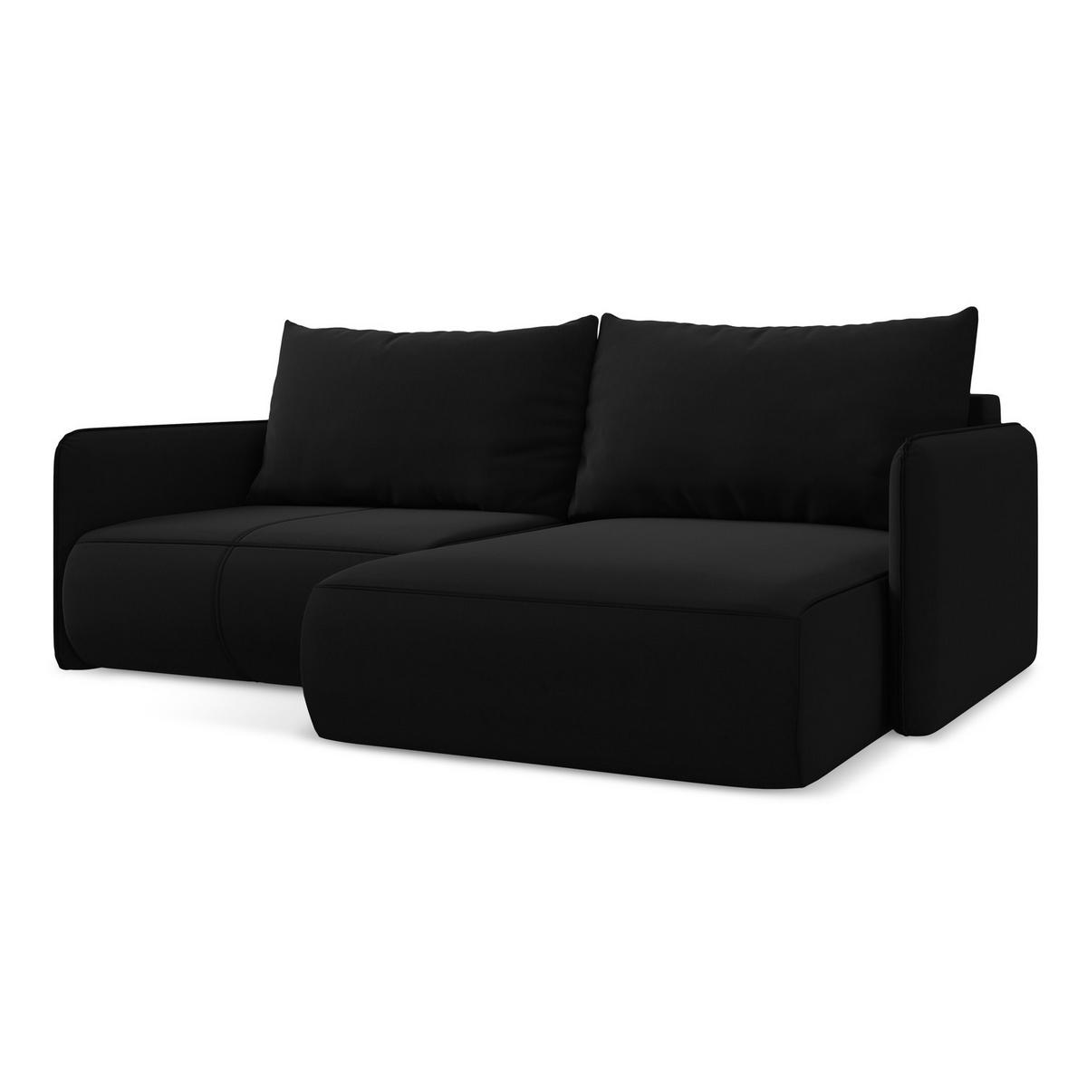 ECKSOFA mit Schlaffunktion Samt Stoff Schwarz - Schwarz, Kunststoff/Textil (207/148cm) - LaMiaSofa
