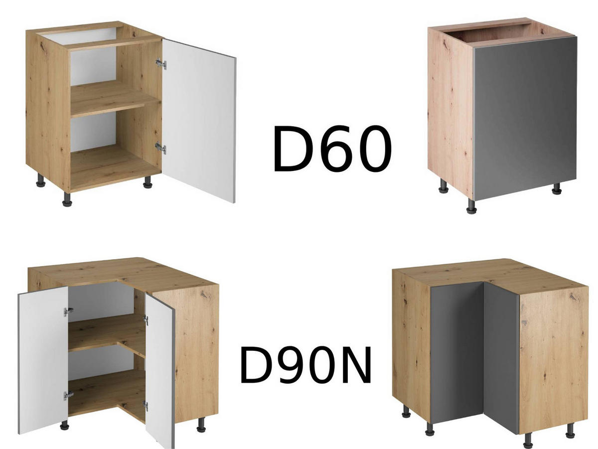 WINKELKÜCHE 390 × 260 cm - Langen K106-M860 – in Grau / Matt - Schwarz/Grau, Holz/Holzwerkstoff (390/260/212cm)