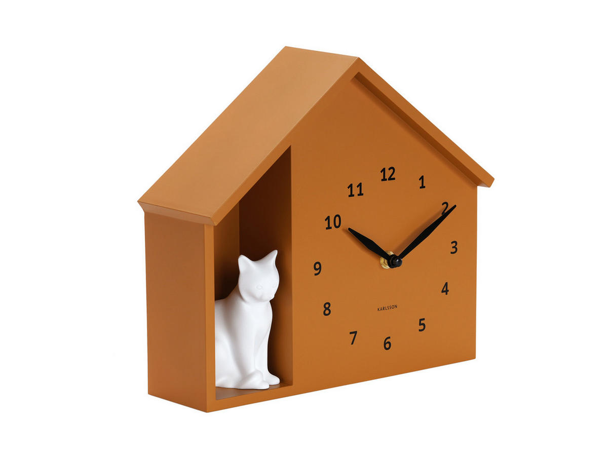 WANDUHR Siting Cat Gelb 24.9/24.9/27 cm - Gelb, Kunststoff (24.9/27/24.9cm) - Karlsson