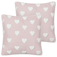 DEKOKISSEN 2er-Set Rosa 45/45 cm Gazania - Pink/Weiß, Textil (45/45cm) - Beliani