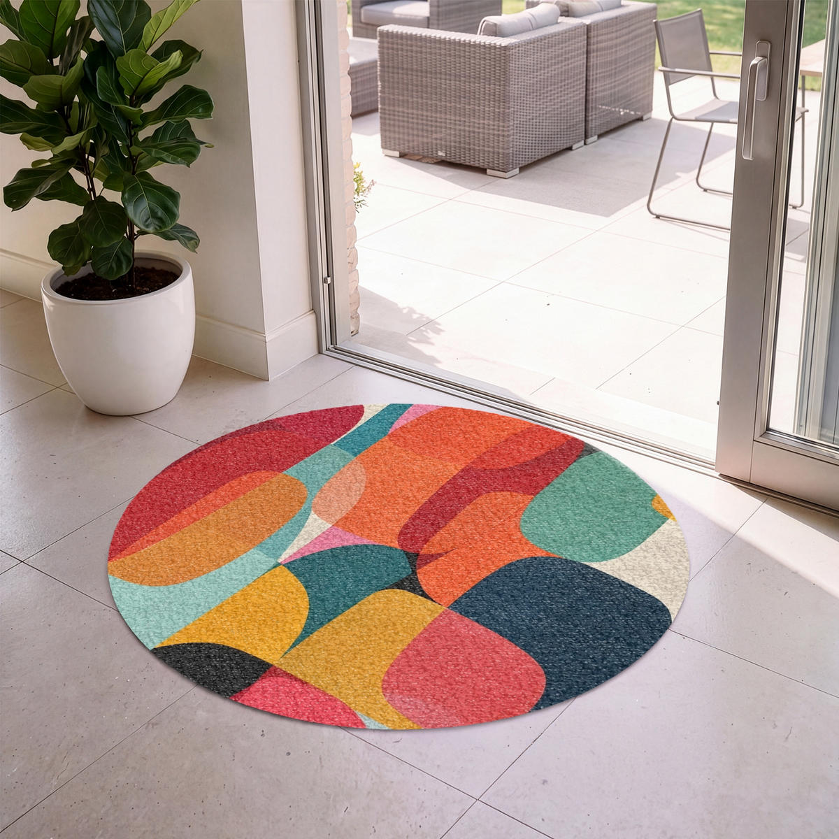 FUSSMATTE Formen - Bunt - Abstrakt - Flugzeuge Sauberlaufmatte 120x120 cm - Multicolor, Kunststoff (120/120cm) - MuchoWow