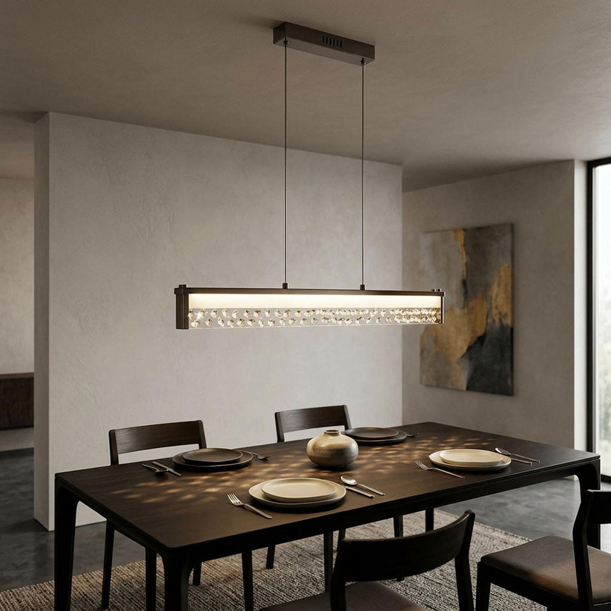 LED HÄNGELEUCHTE Doriana Silber Kristallglas - Silberfarben, Glas (78/4/120cm) - Esto