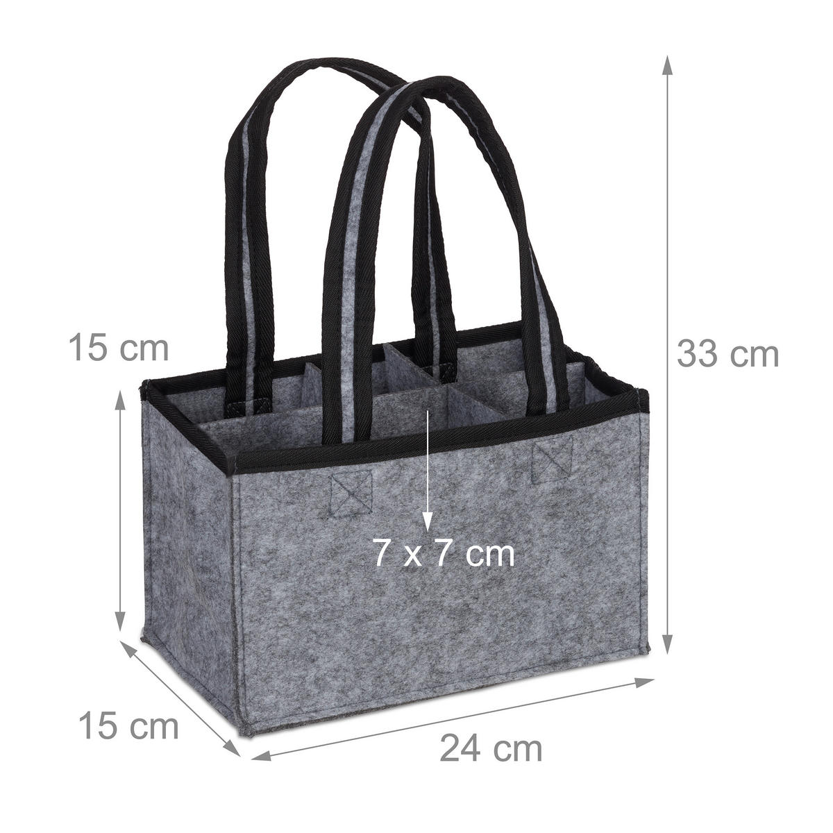 6ER Flaschenträger - Grau, Textil (24/33/15cm) - Relaxdays