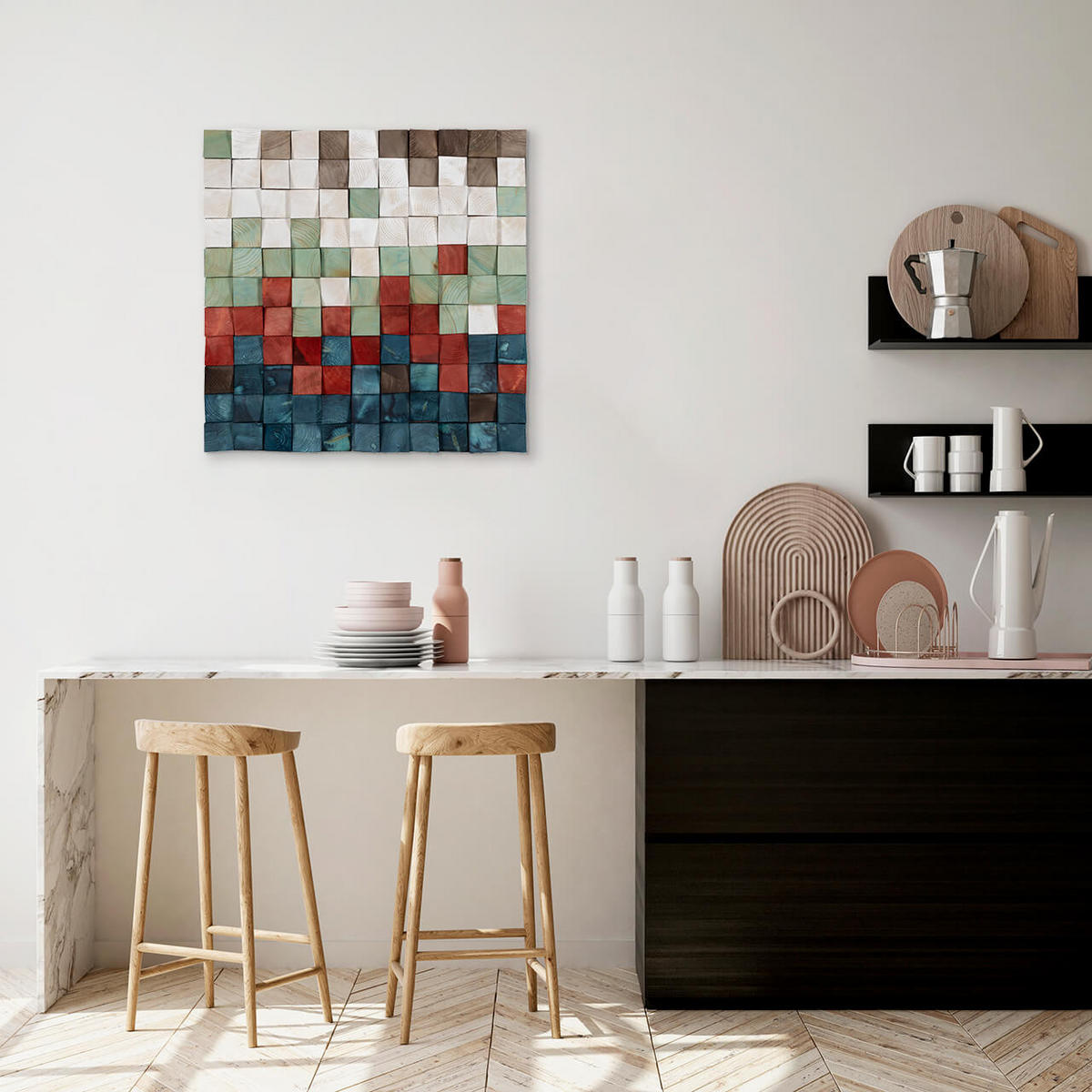 HOLZBILD Blau 75/75 cm - Blau, Holz (7/75cm) - KUNSTLOFT