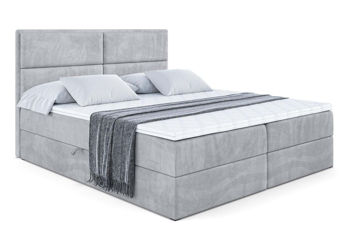 BOXBETT mit Matratze H3 und Lattenrost - AURA - 180x200 Hellgrau - Hellgrau, Holzwerkstoff (180/200cm) - ALTDECOR
