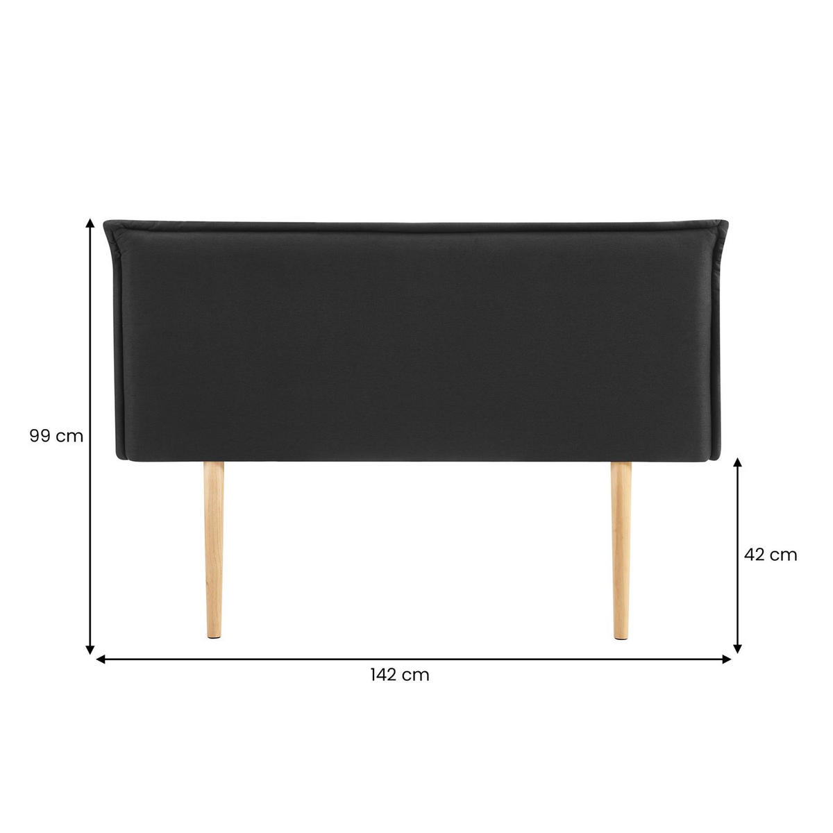 KOPFTEIL ISANDRE 140X190 CM - Schwarz, Textil (142/99/7cm) - IDIMEX