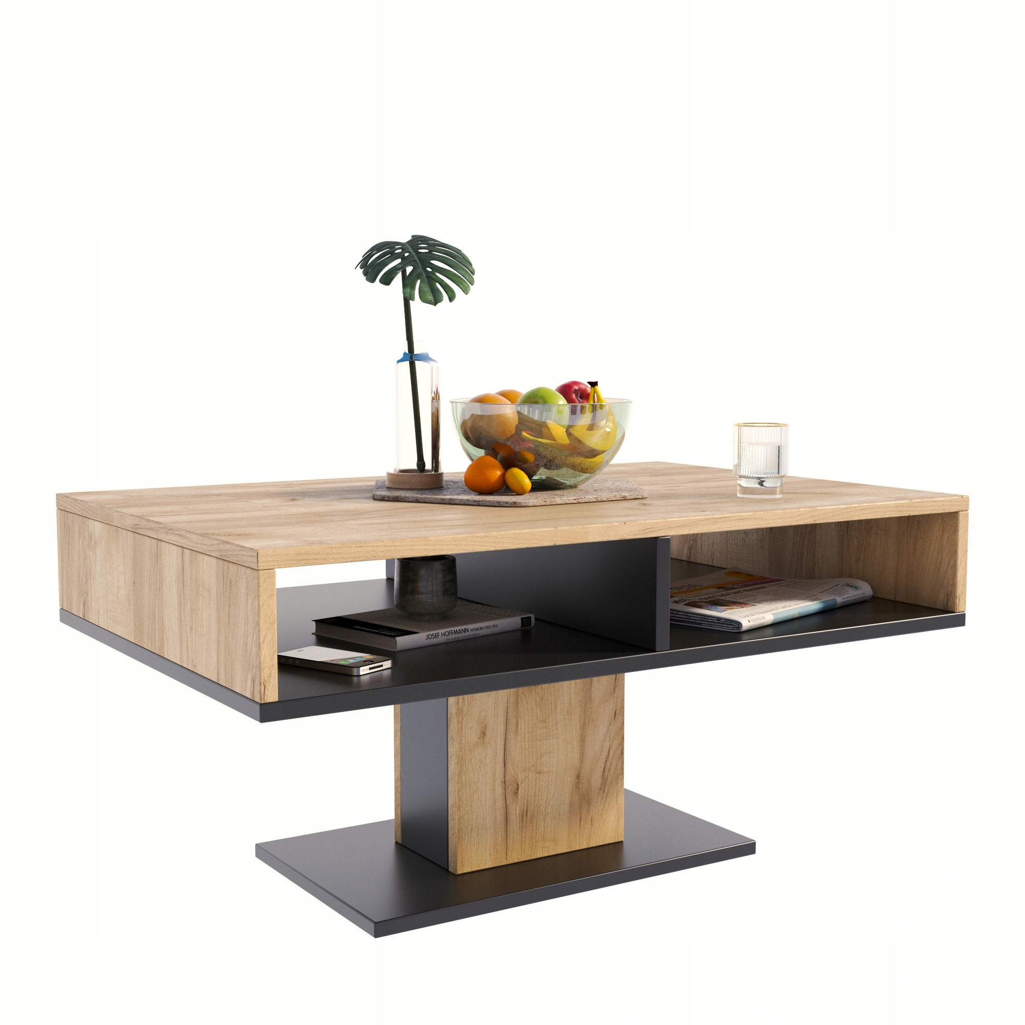 COUCHTISCH INES Artisan Eiche-Schwarz 100/50/50 cm - Multicolor, Holzwerkstoff (50/100/50cm) - Matkam Möbel