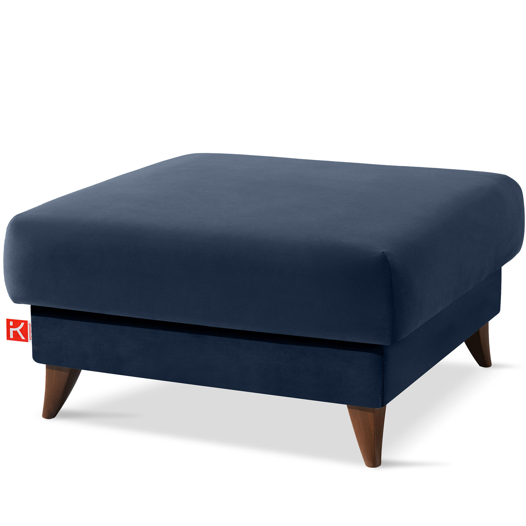 HOCKER GUSTAVO Velours, Dunkelbau - Dunkelblau, Holz/Holzwerkstoff (92/49/92cm) - KONSIMO®