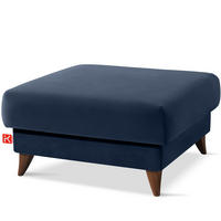 HOCKER GUSTAVO Velours, Dunkelbau - Dunkelblau, Holz/Holzwerkstoff (92/49/92cm) - KONSIMO®