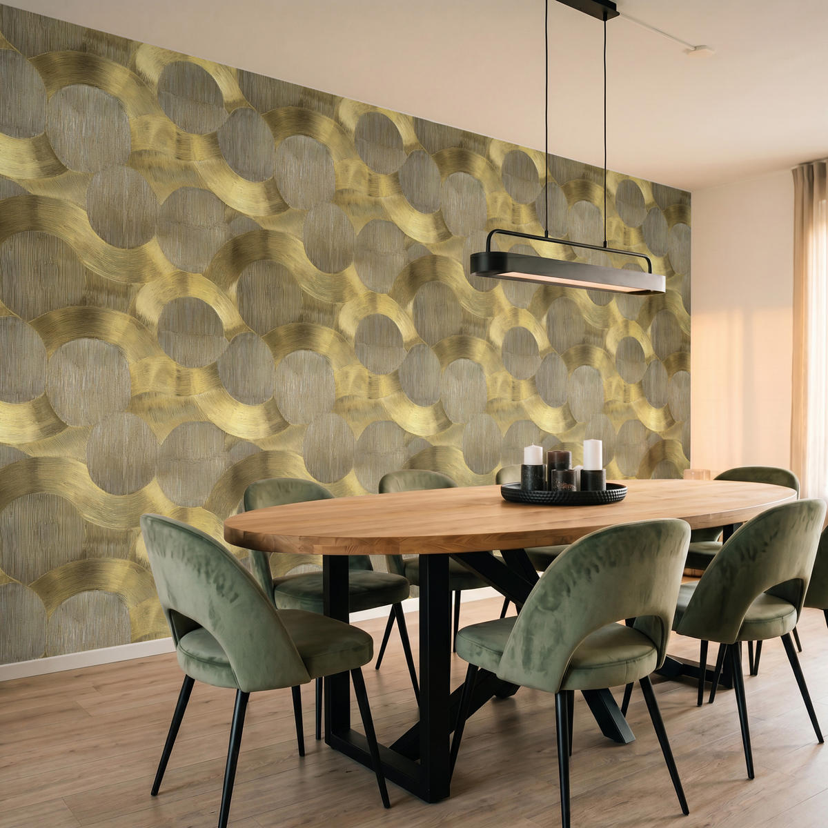 TAPETE - Modern - Geometrisch - Gold - 350x200 cm - Goldfarben, Papier (350/200cm) - OnlyWow