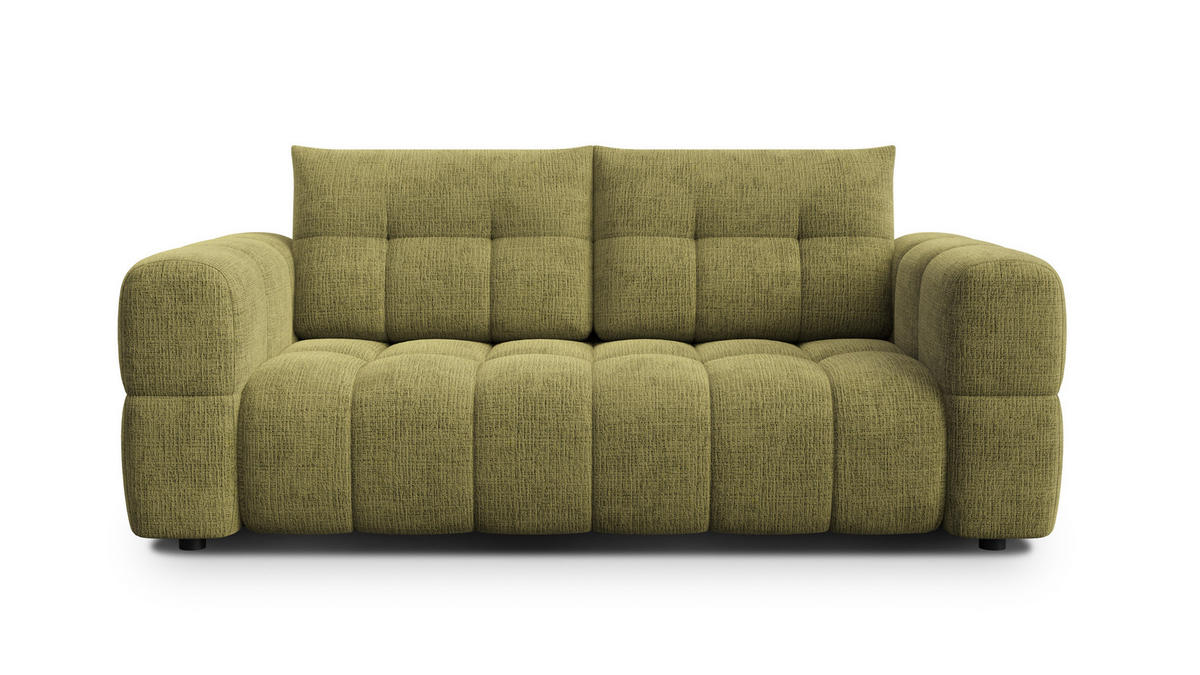 SOFA CLOUDI 2,5-Sitzer, olivgrün - Schwarz/Olivgrün, Holz/Textil (211/89/104cm) - Courtois Laville