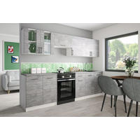 KÜCHENZEILE LECO 260 beton - Grau, Holzwerkstoff (260/82/46cm) - roe furniture