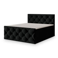 BOXBETT ROVARI 180x200 cm mit Matratze und Topper - Schwarz - Schwarz, Holz (180/200cm) - MASSENO