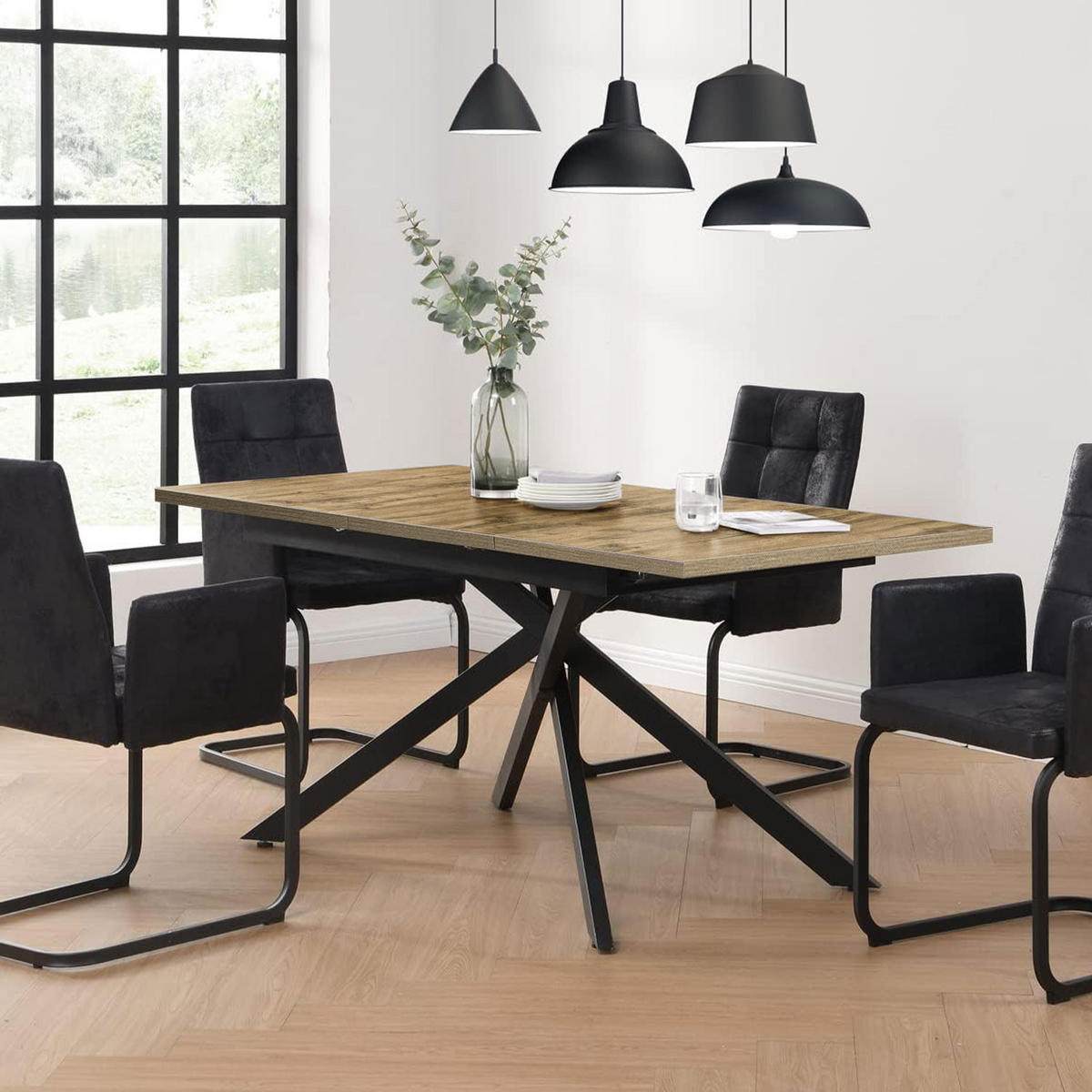 ESSTISCH LARS 120-160/80/76 cm Eiche - Eichefarben, Holz (80/120/77cm) - B&D Home