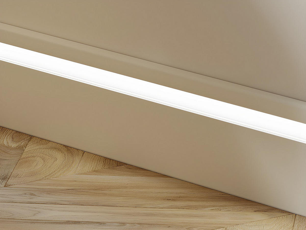 SOCKELLEISTE - 290 cm x 1.8 cm - plastik - weiß Ateno - Weiß, Kunststoff (1.8/290/12cm) - Vente-Unique